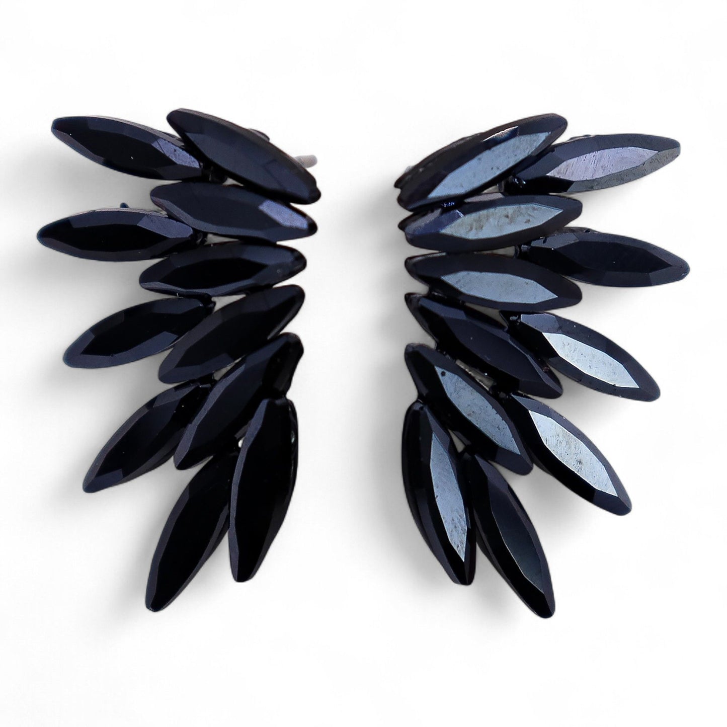 Boucles d'Oreilles Fée Noire - Verre Vintage Noir