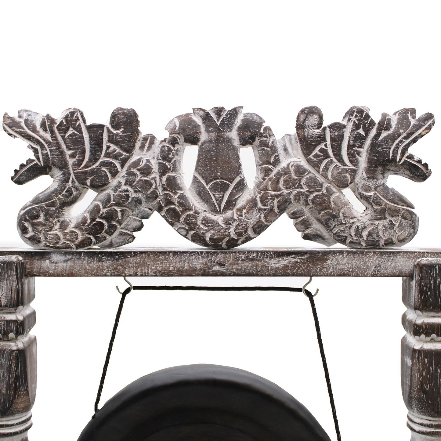 Gong de Guérison 25cm Noir sur Stand Sculpté Bali – photo 5