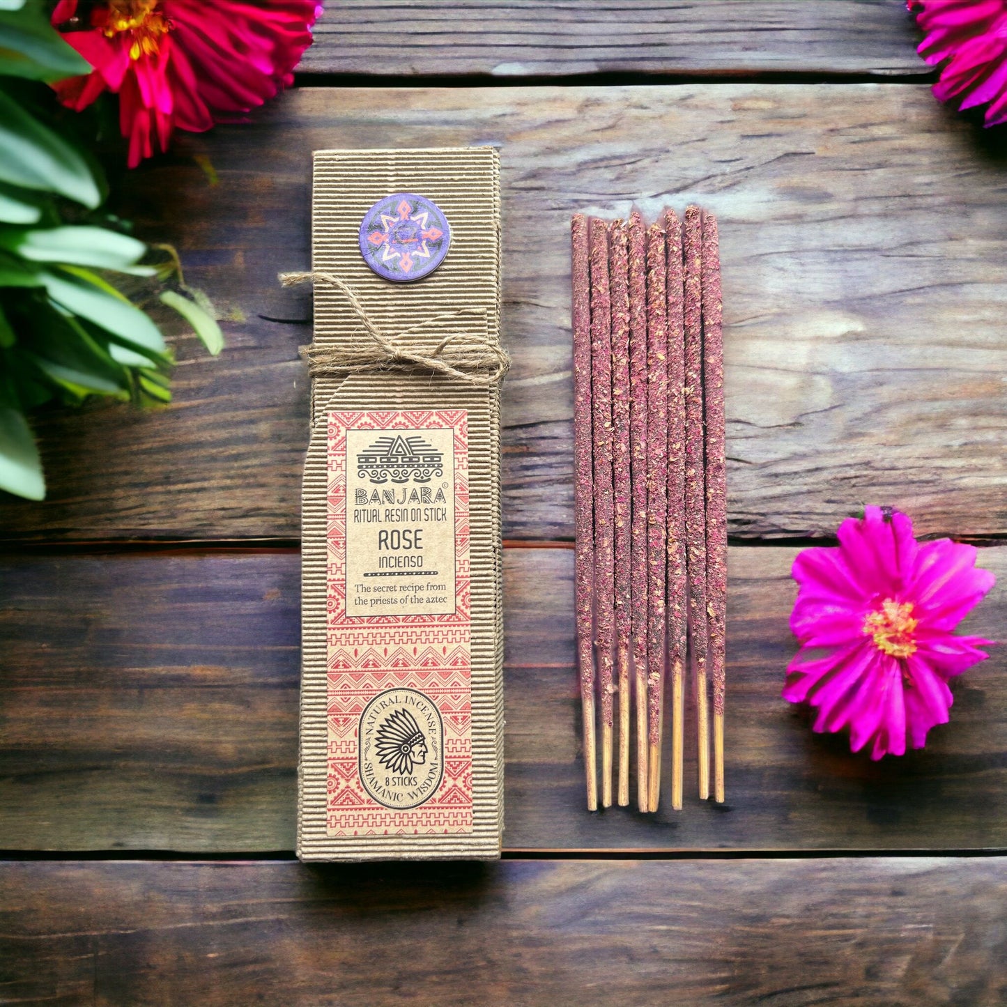 Encens Résine Rose sur Bâton - Rituel Indien Artisanal