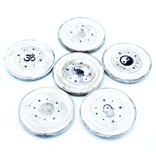 Porte-Encens Cônes & Disques - Bois Blanchi Artisan – photo 2