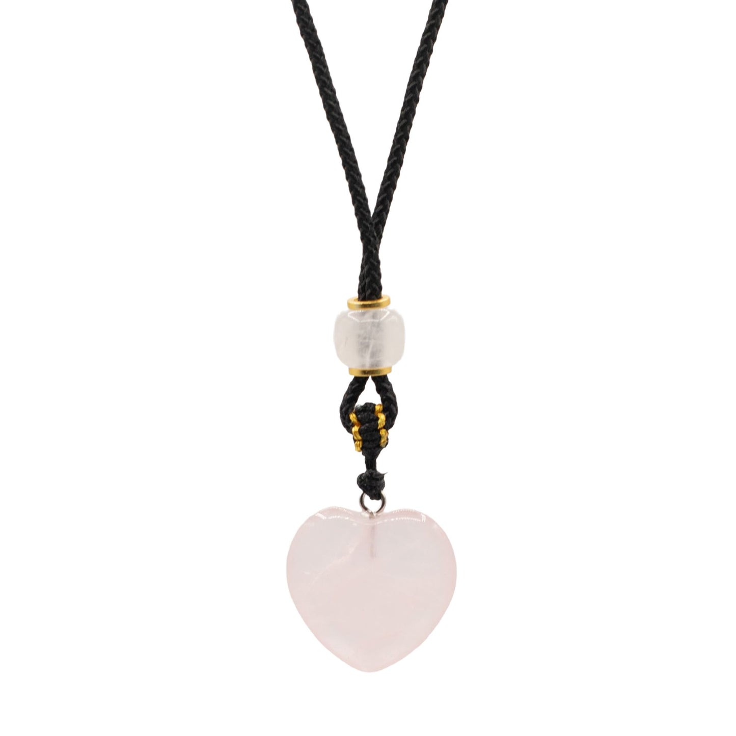 Pendentif sur cordon - Cœur - Quartz Rose