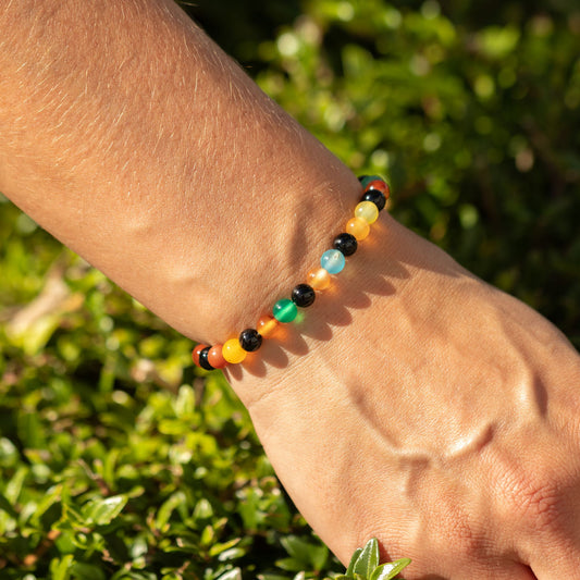 Bracelet en Jade Teinté — Arc-en-ciel — Perles de 6 mm - photo 2
