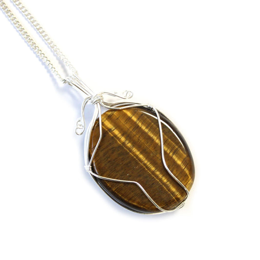 Swirl Wrapped Gemstone Necklace - Tiger Eye - photo 2