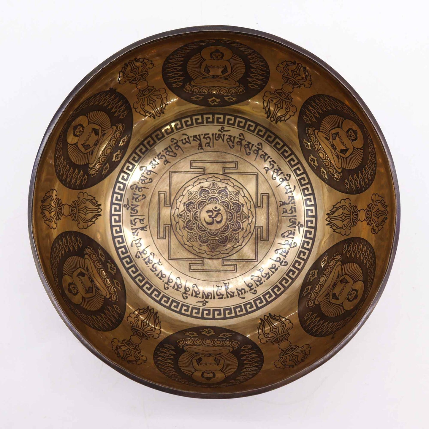 Bol Chantant Tibétain 21cm — Gravures Om & Bouddha – photo 3