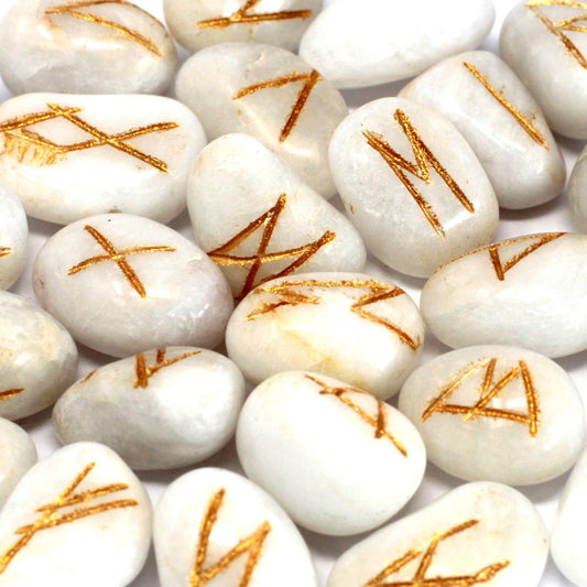 Set de Runes Indiennes en Pochette — Agate Naturelle Brute