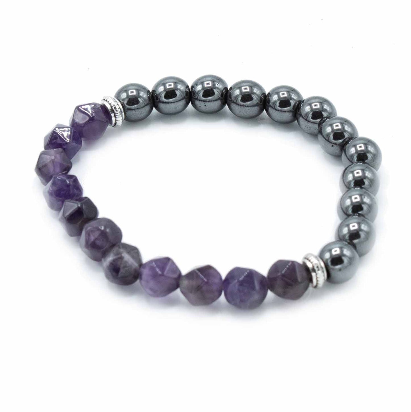 Bracelet magnétique en pierres facettées - Améthyste