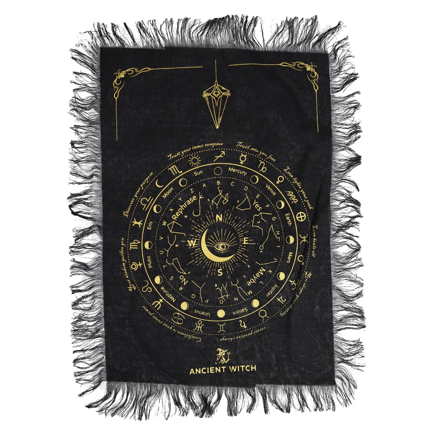 Pendule — Tapis Divination Œil Omniscient Noir & Or