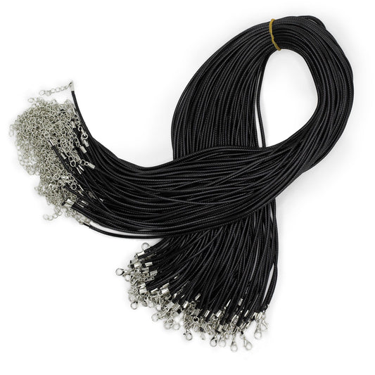 Cordon Ciré Noir 2mm - Collier & Bracelet 55cm