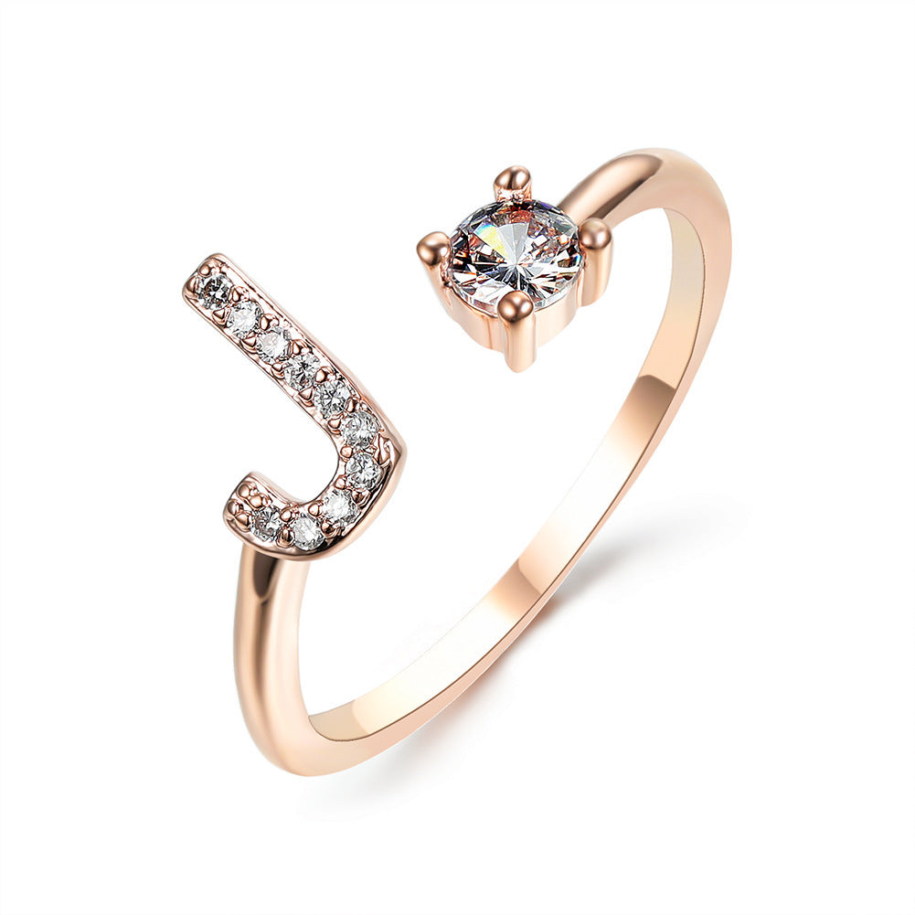 New Design Adjustable 26 Initial Letter Ring Fashion Jewelry For Women Simple Elegant Jewelry - Tatum Cristal