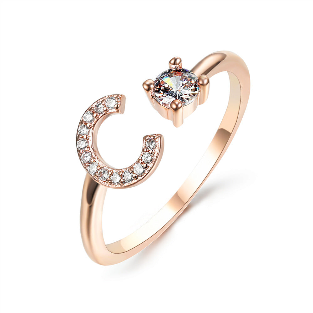 New Design Adjustable 26 Initial Letter Ring Fashion Jewelry For Women Simple Elegant Jewelry - Tatum Cristal