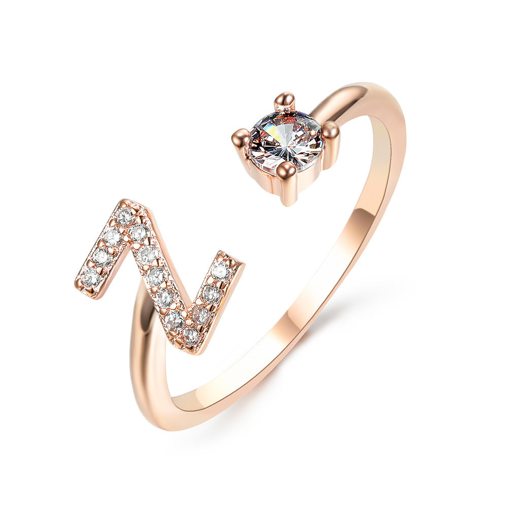 New Design Adjustable 26 Initial Letter Ring Fashion Jewelry For Women Simple Elegant Jewelry - Tatum Cristal
