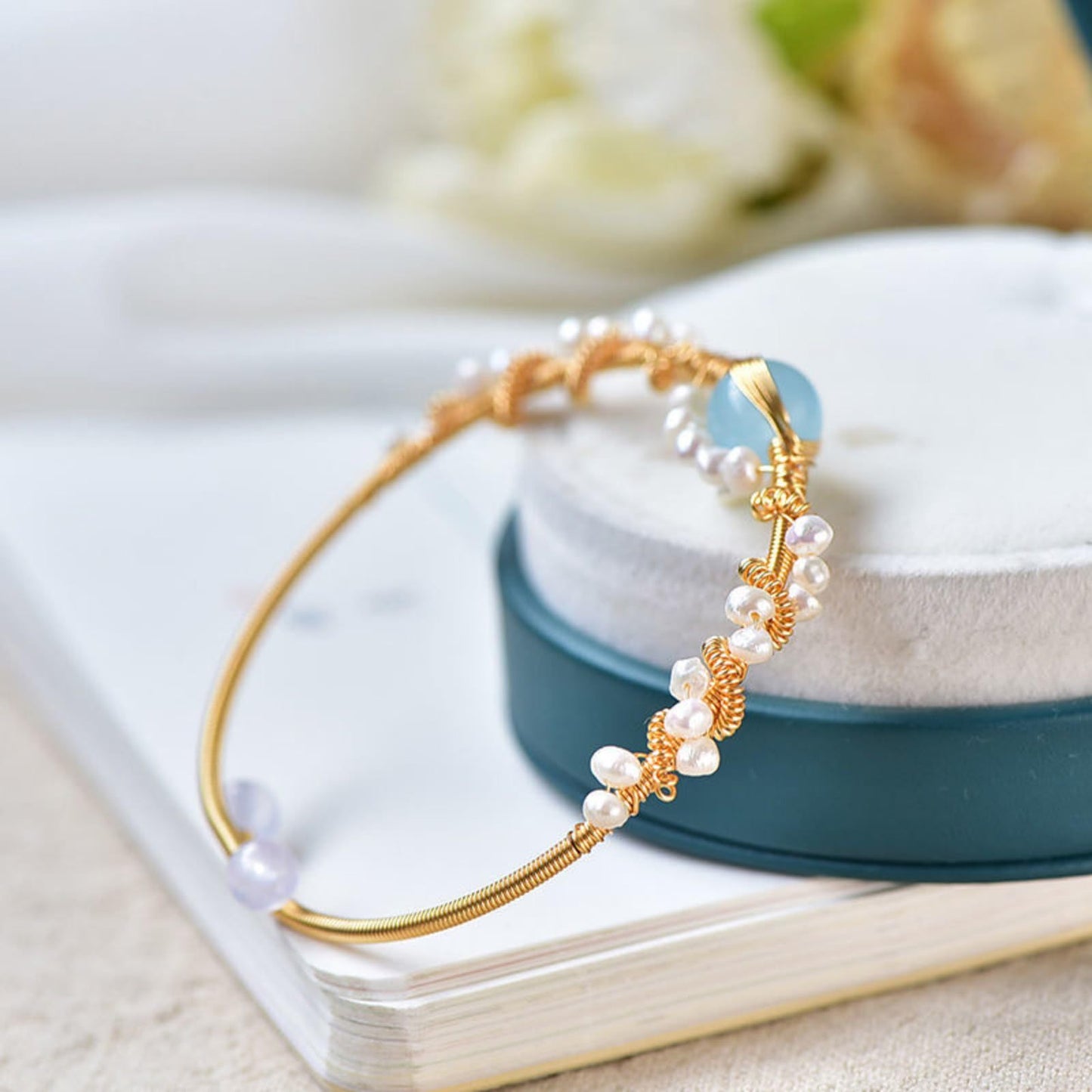 Pearl Bracelets For Women Gold Plating Pearl Bracelet Gold Wire Braided Vintage Style Bracelets Cuff Bracelets Fashion Bracelet - Tatum Cristal