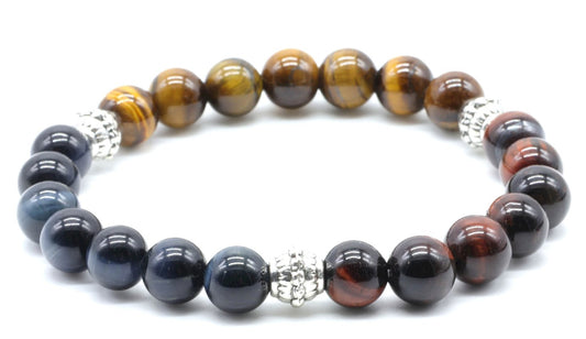 Bracelet Protection 7-mix 3 Oeils Naturel perles 8mm