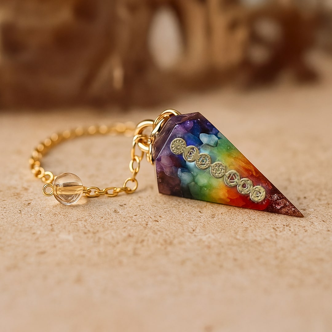 Pendule orné des 7 pierres de chakras — les 7 chakras principaux