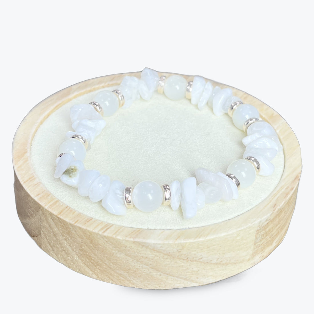 Bracelet Pierre De Lune Blanche Baroque et perles rondes