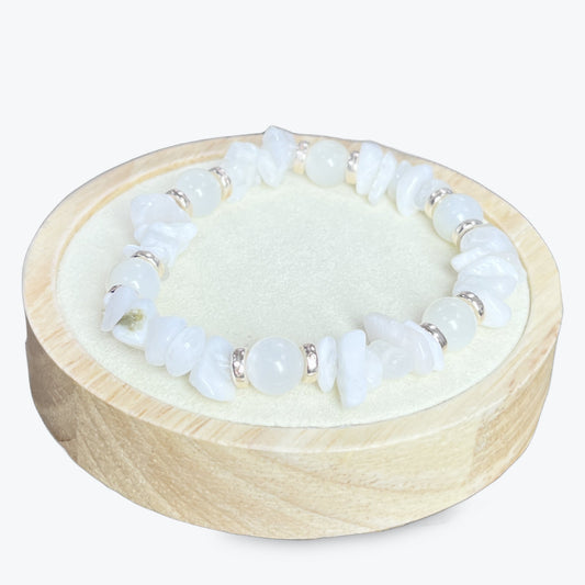 Bracelet Pierre De Lune Blanche Baroque et perles rondes