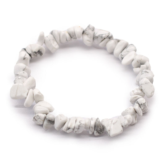 Bracelet Howlite Blanche en chips — Calme & Sommeil