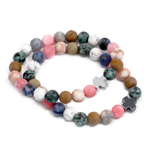 Duo de bracelets d'amitié en pierres arc-en-ciel — idée de pierre à offrir