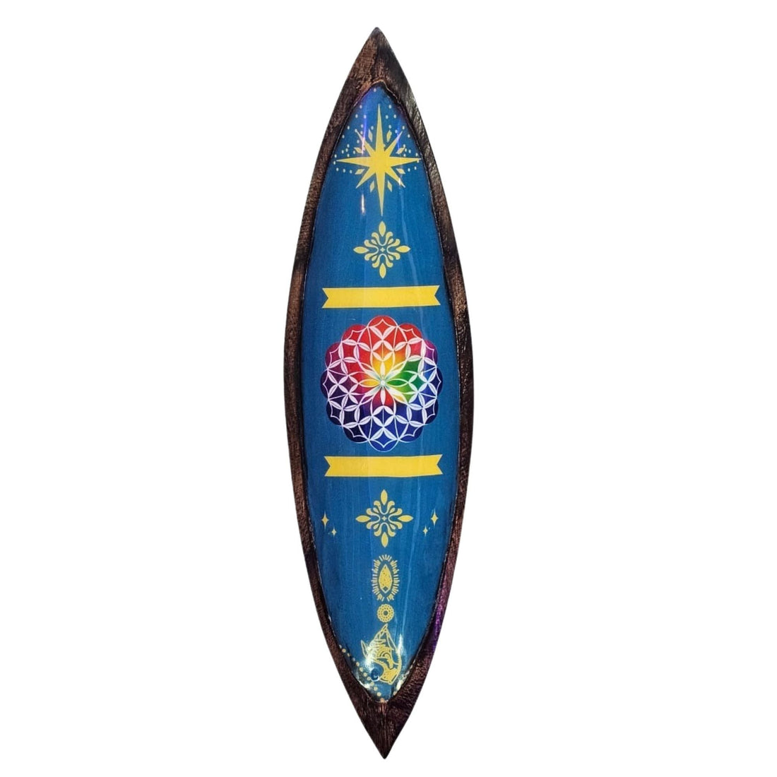 Mandala coloré en bois de manguier — symbole de méditation