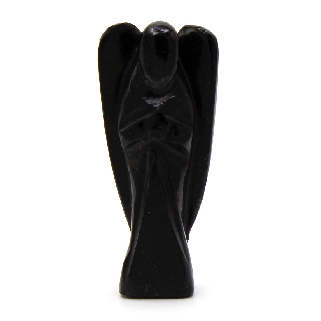 Ange sculpté en agate noire — évocation d'Azraël, l'ange de la mort