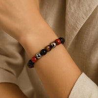 Bracelet Homme en Oeil de Tigre, Tourmaline, Jaspe Rouge & Hématite — Stabilité et Protection - Tatum Cristal