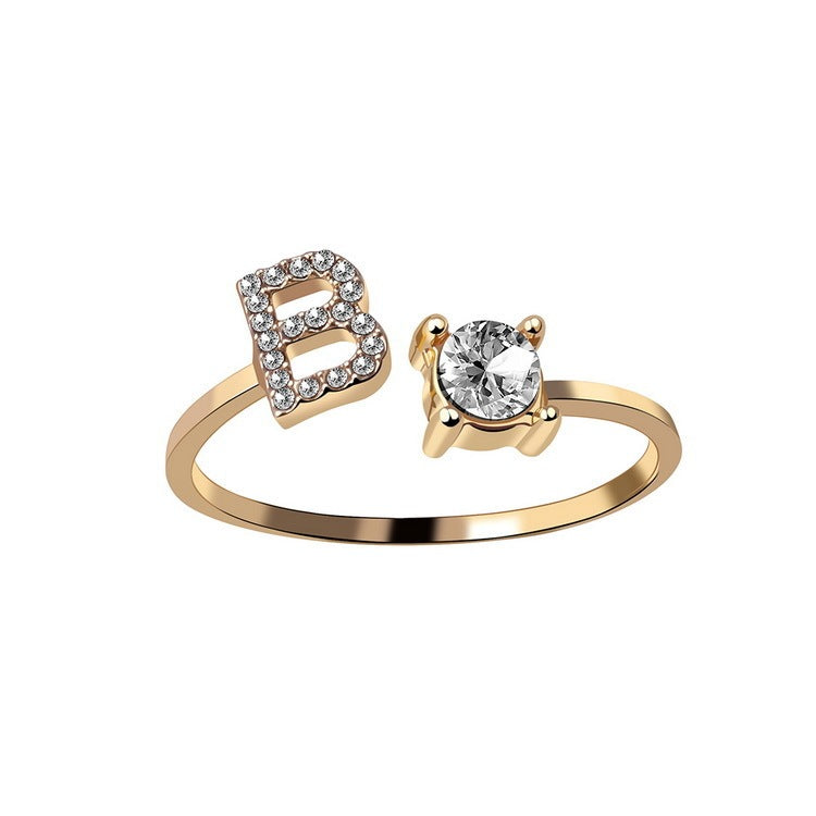 New Design Adjustable 26 Initial Letter Ring Fashion Jewelry For Women Simple Elegant Jewelry - Tatum Cristal
