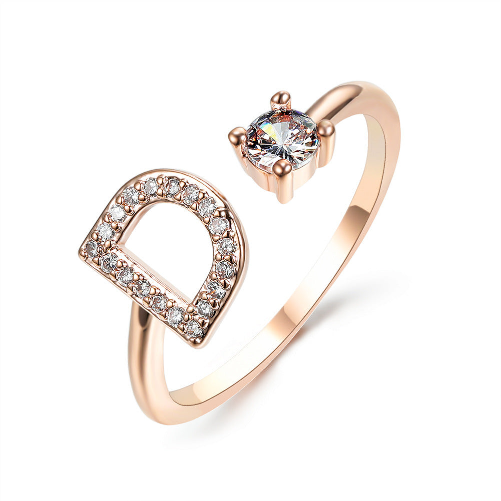 New Design Adjustable 26 Initial Letter Ring Fashion Jewelry For Women Simple Elegant Jewelry - Tatum Cristal