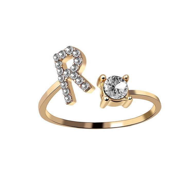 New Design Adjustable 26 Initial Letter Ring Fashion Jewelry For Women Simple Elegant Jewelry - Tatum Cristal