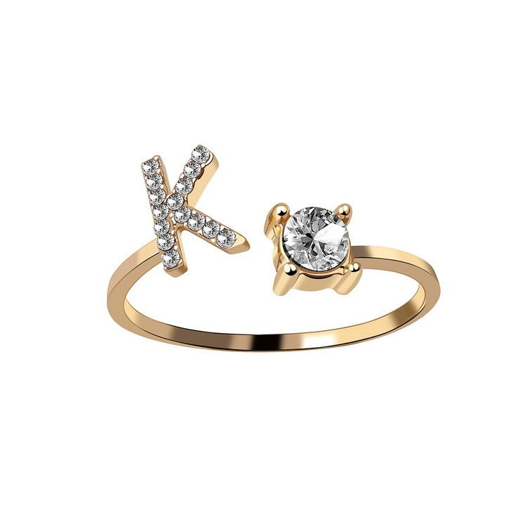 New Design Adjustable 26 Initial Letter Ring Fashion Jewelry For Women Simple Elegant Jewelry - Tatum Cristal