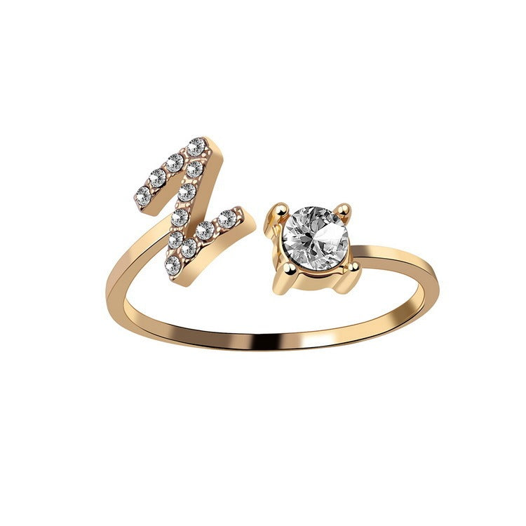 New Design Adjustable 26 Initial Letter Ring Fashion Jewelry For Women Simple Elegant Jewelry - Tatum Cristal