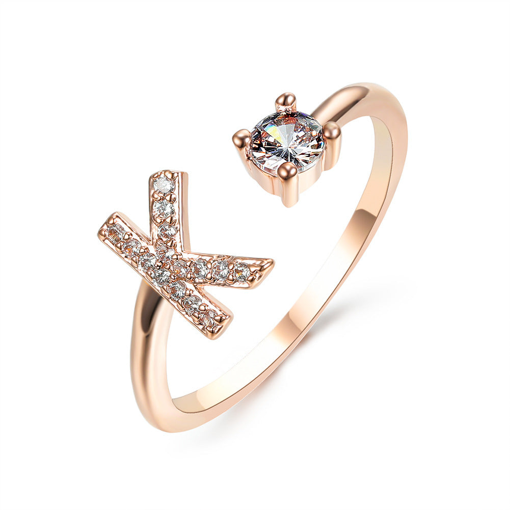 New Design Adjustable 26 Initial Letter Ring Fashion Jewelry For Women Simple Elegant Jewelry - Tatum Cristal