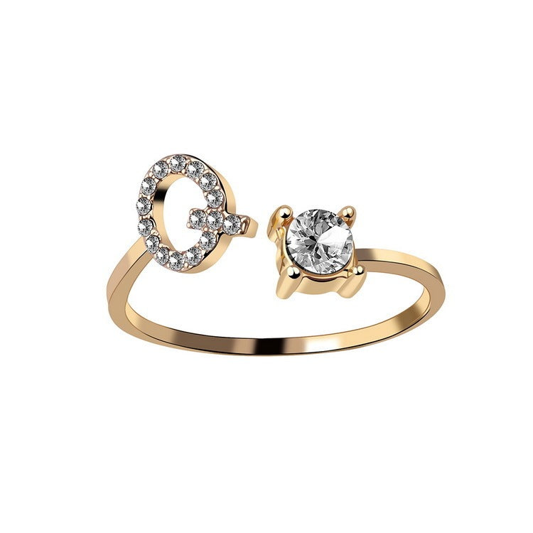 New Design Adjustable 26 Initial Letter Ring Fashion Jewelry For Women Simple Elegant Jewelry - Tatum Cristal