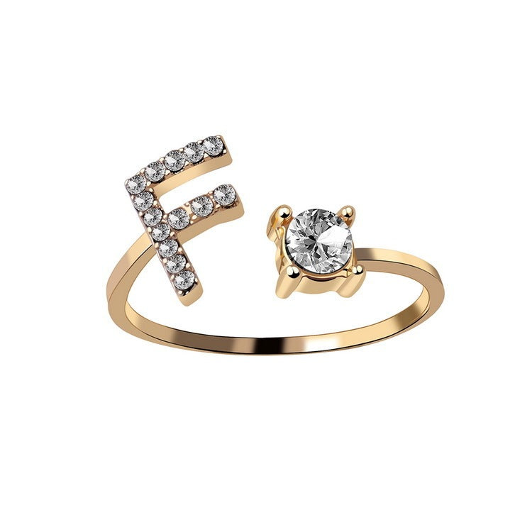 New Design Adjustable 26 Initial Letter Ring Fashion Jewelry For Women Simple Elegant Jewelry - Tatum Cristal