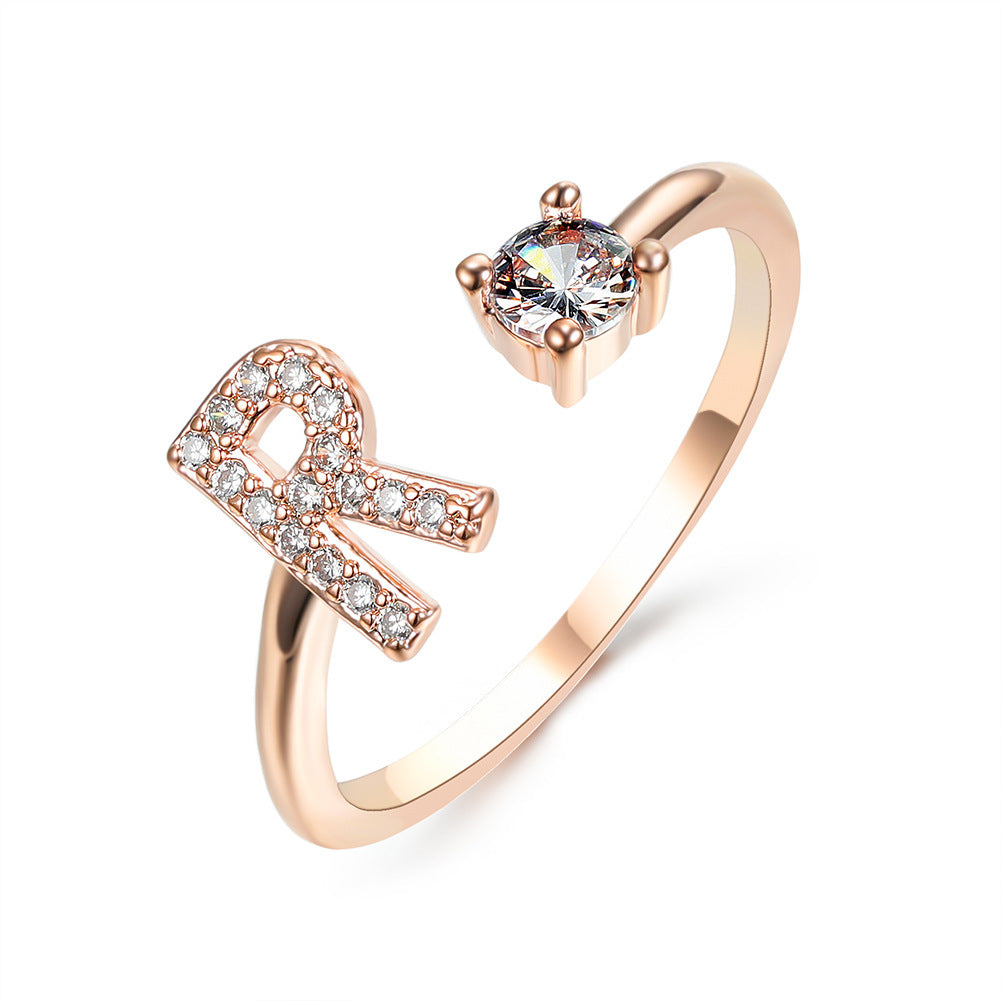 New Design Adjustable 26 Initial Letter Ring Fashion Jewelry For Women Simple Elegant Jewelry - Tatum Cristal