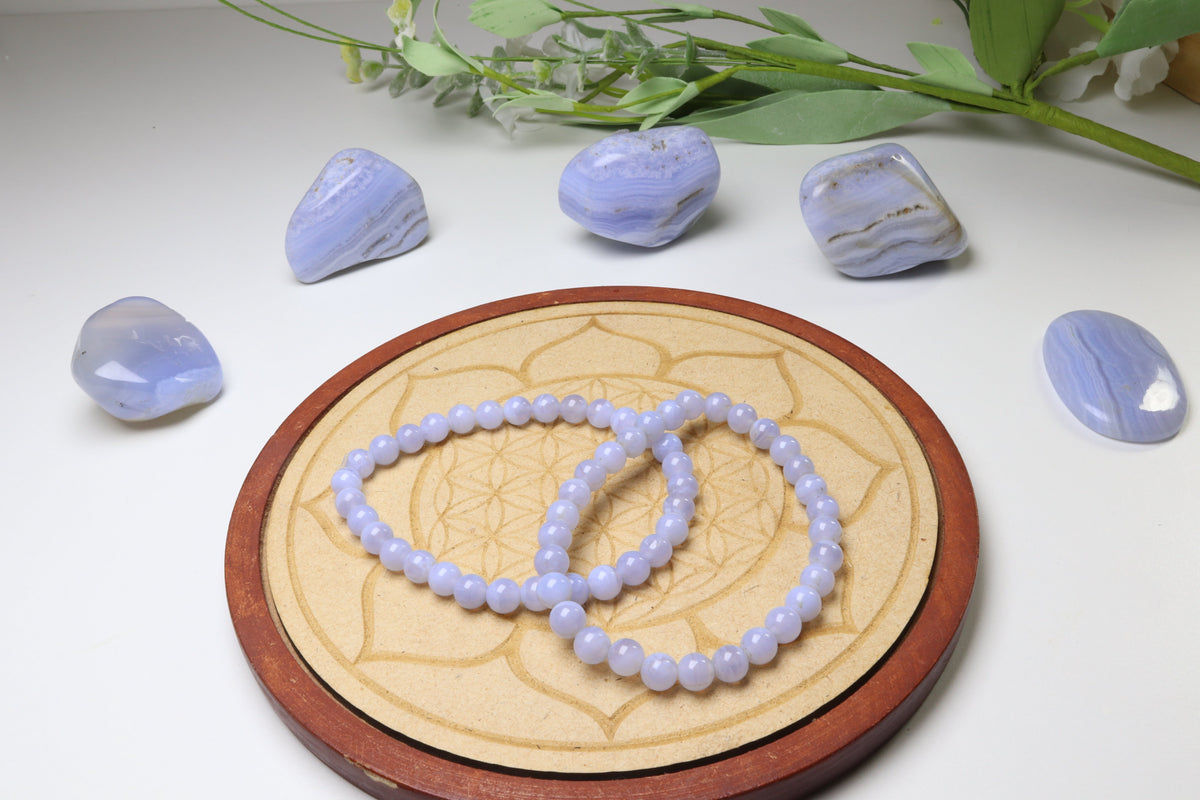 Bracelet Calcédoine bleu
