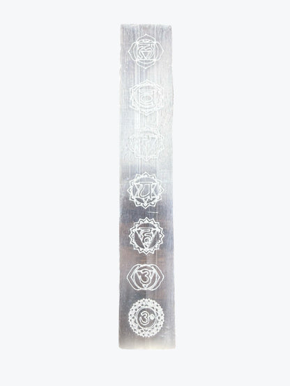 Plaque en Sélénite gravé 7 chakras