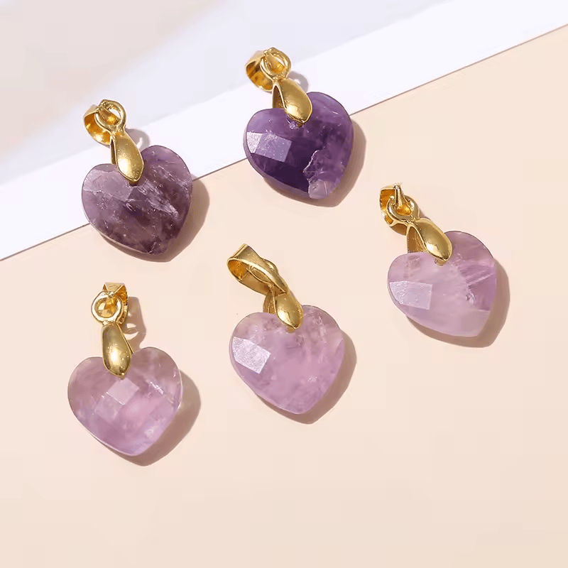 Pendentif Cœur Facetté en Améthyste 12x5mm