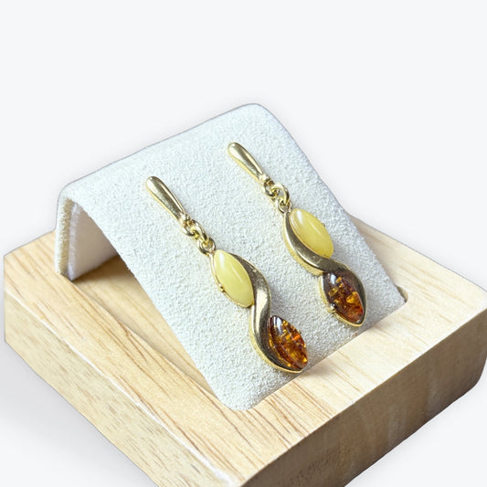 Boucle d'oreilles Ambre  - Vermeil Argent 925