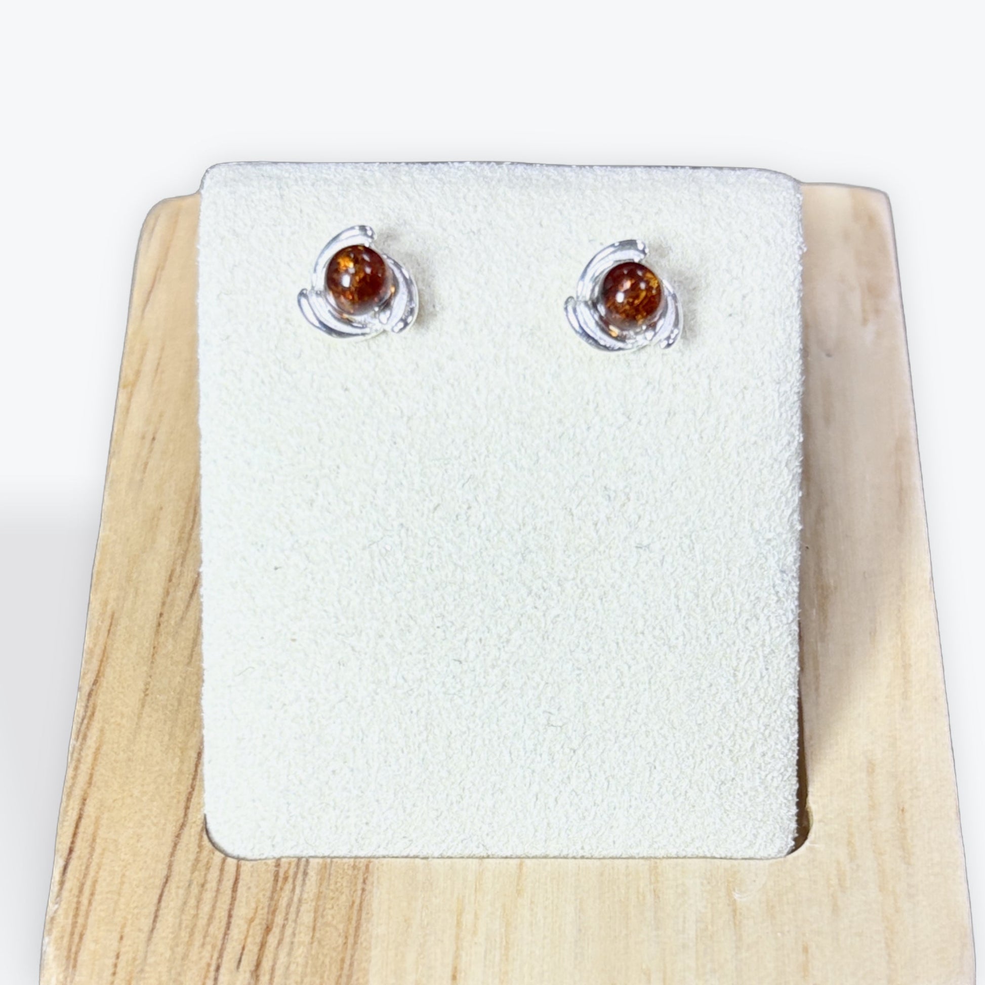 Puces de perle en Ambre et Argent 925