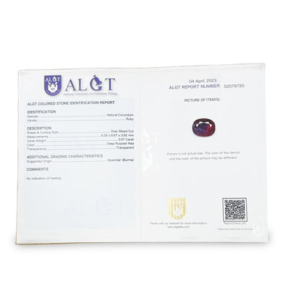 Gemme Rubis Ovale 2,07 Carats
