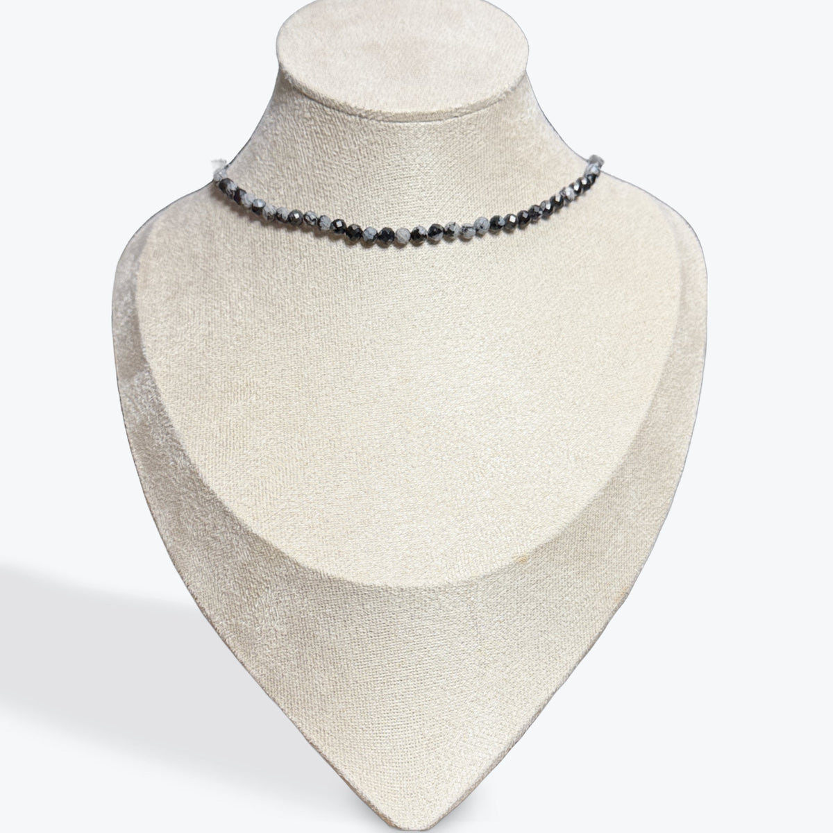 Collier Obsidienne Neige facetté – photo 2