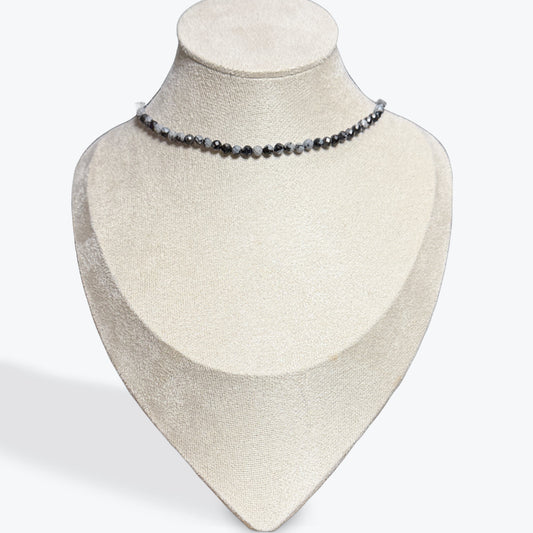 Collier Obsidienne Neige facetté