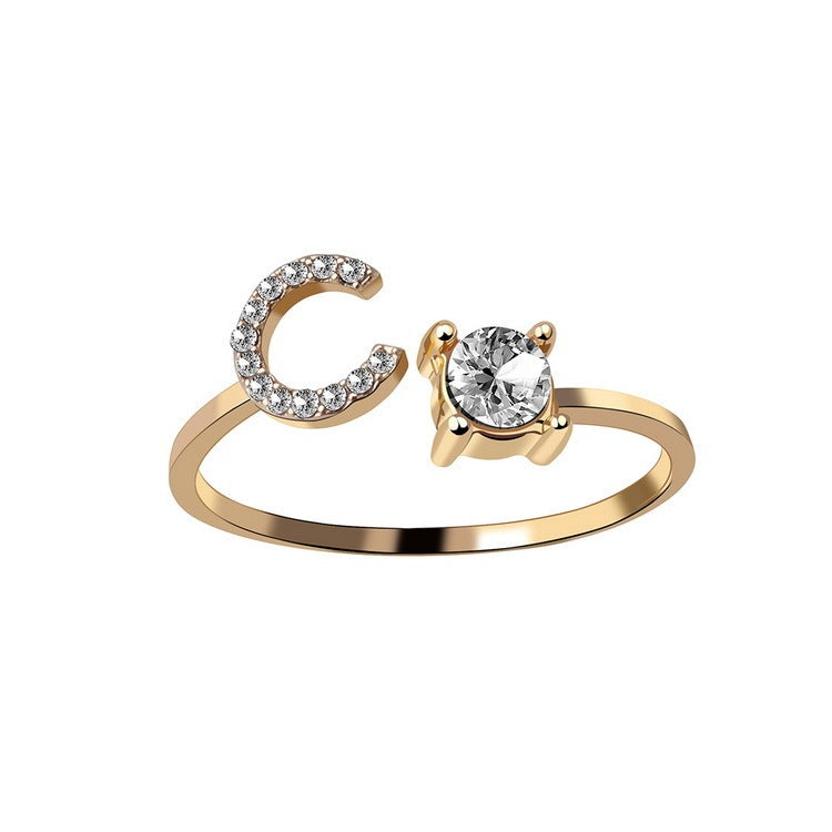 New Design Adjustable 26 Initial Letter Ring Fashion Jewelry For Women Simple Elegant Jewelry - Tatum Cristal