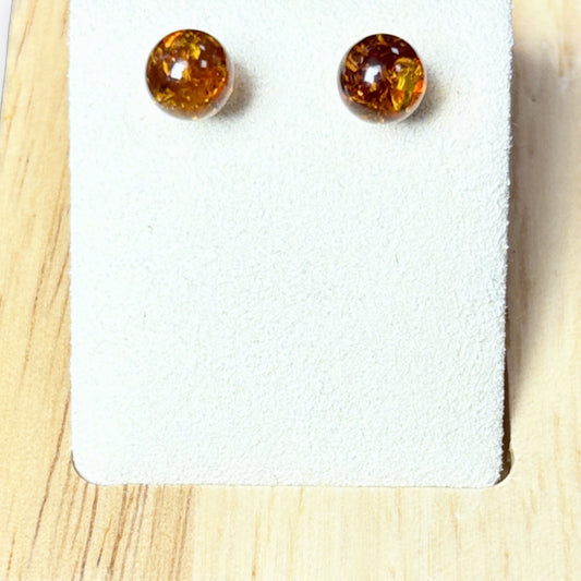 Boucle d'oreilles Ambre à puce - Argent 925