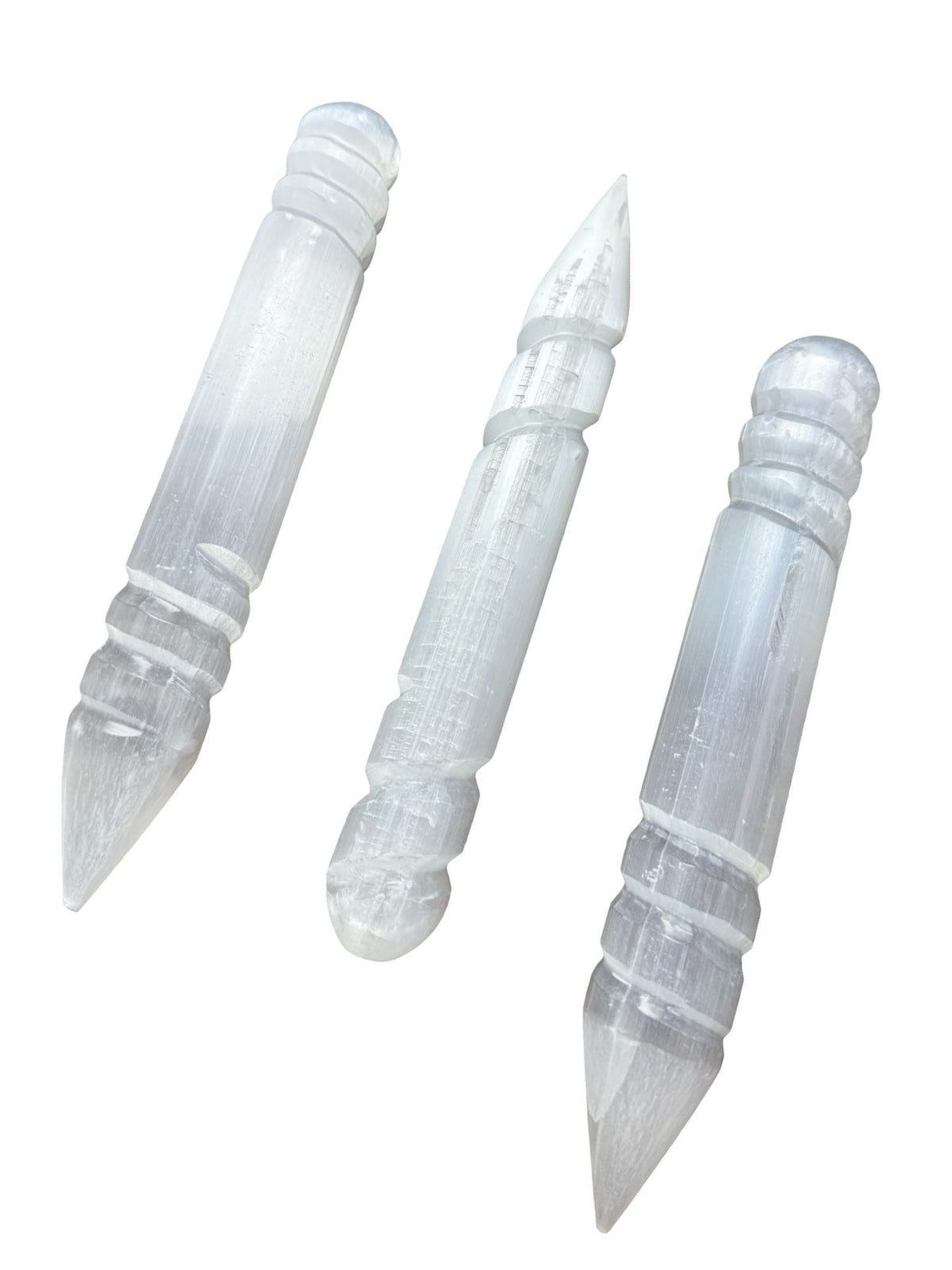 Baguette de massage en sélénite, pierre naturelle du Maroc, Grand, Petit, 20x3cm, 243 g