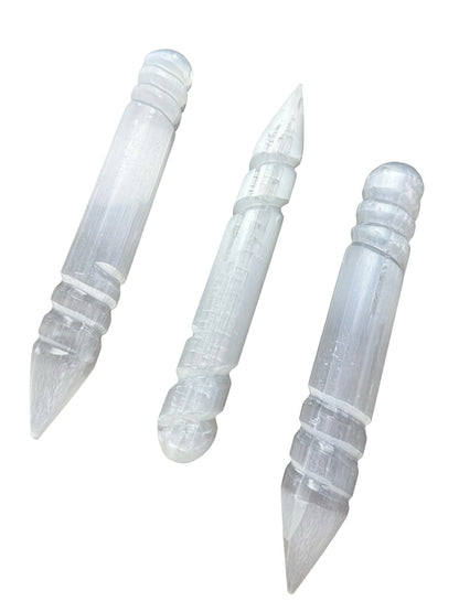 Baguette de massage en sélénite, pierre naturelle du Maroc, Grand, Petit, 20x3cm, 243 g