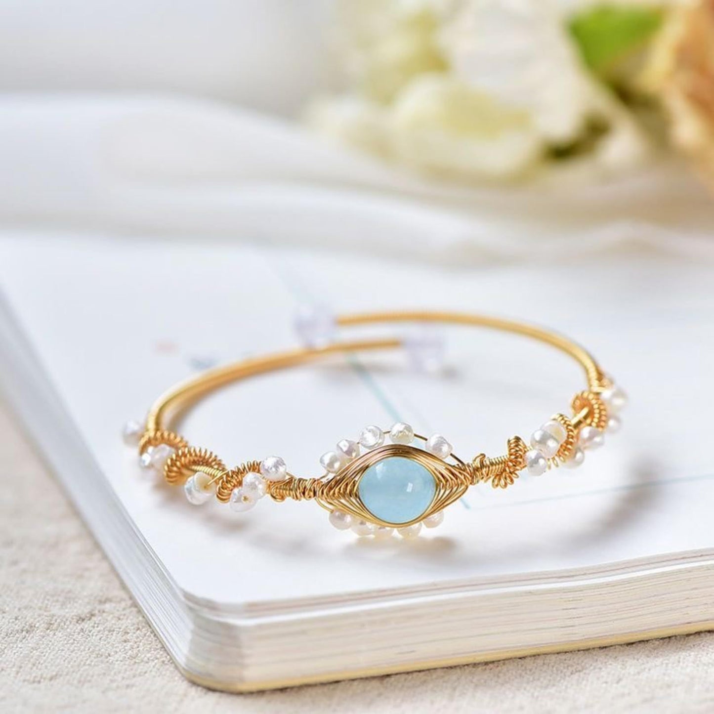 Pearl Bracelets For Women Gold Plating Pearl Bracelet Gold Wire Braided Vintage Style Bracelets Cuff Bracelets Fashion Bracelet - Tatum Cristal