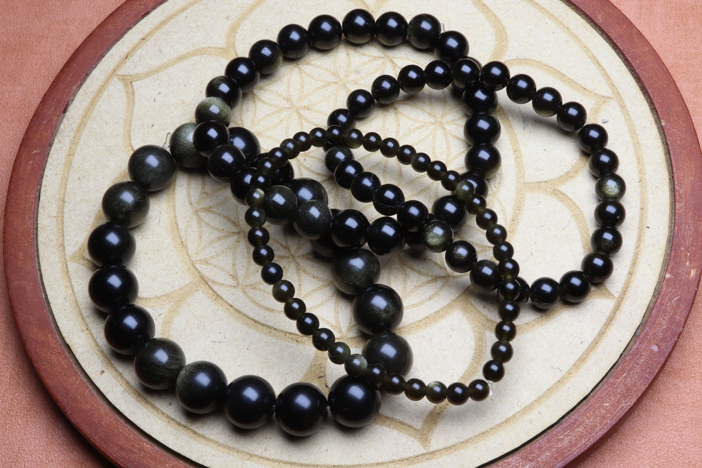 Bracelet Obsidienne Dorée