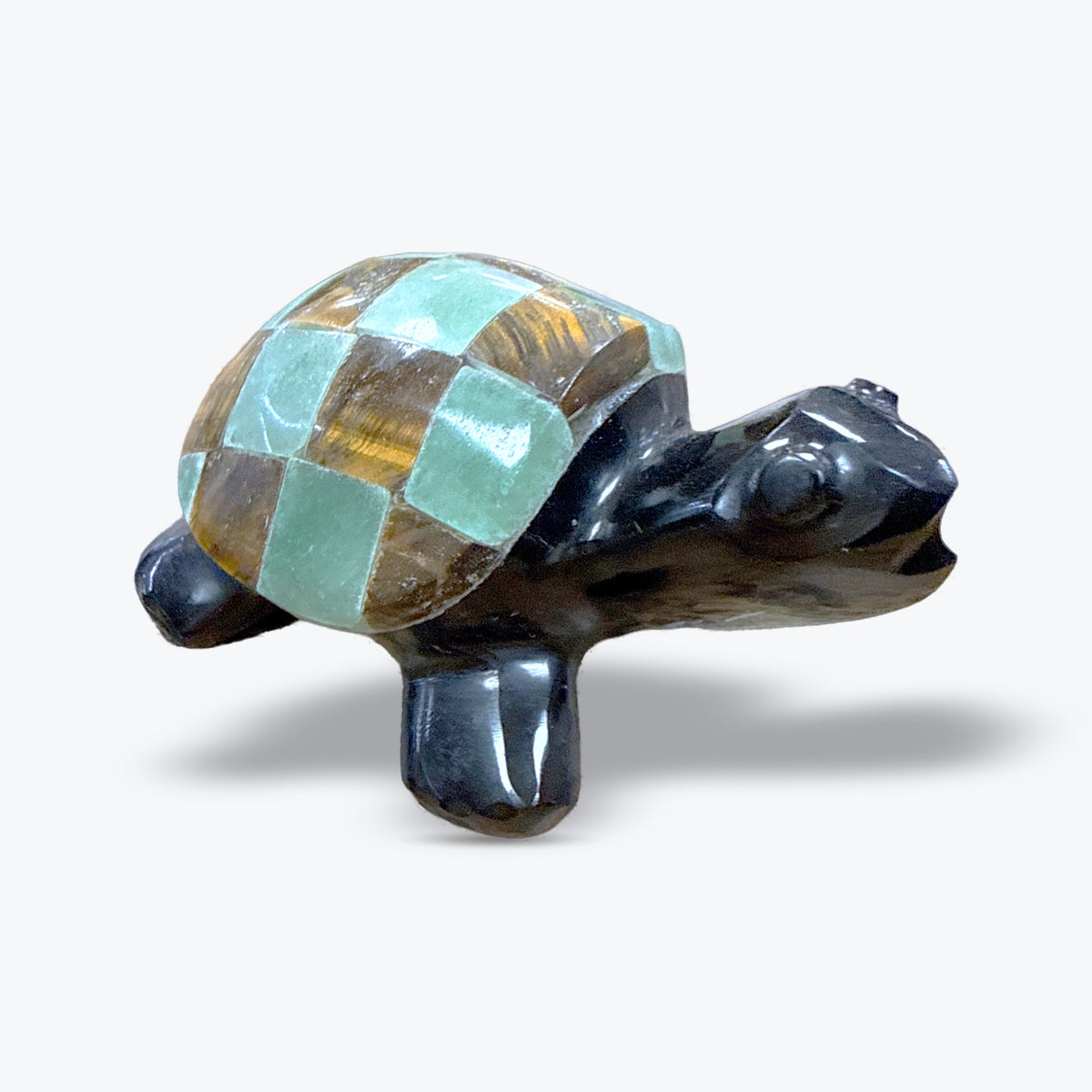 Tortue en Pierre Naturelle du Mexique – Nacre, Œil de Tigre ou Obsidienne - Pièce unique
