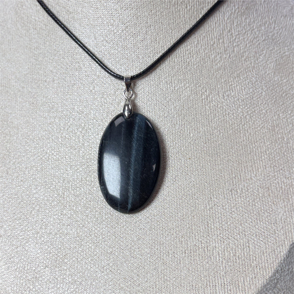 Pendentif - Œil de Faucon Ovale - Bélière Acier Inox